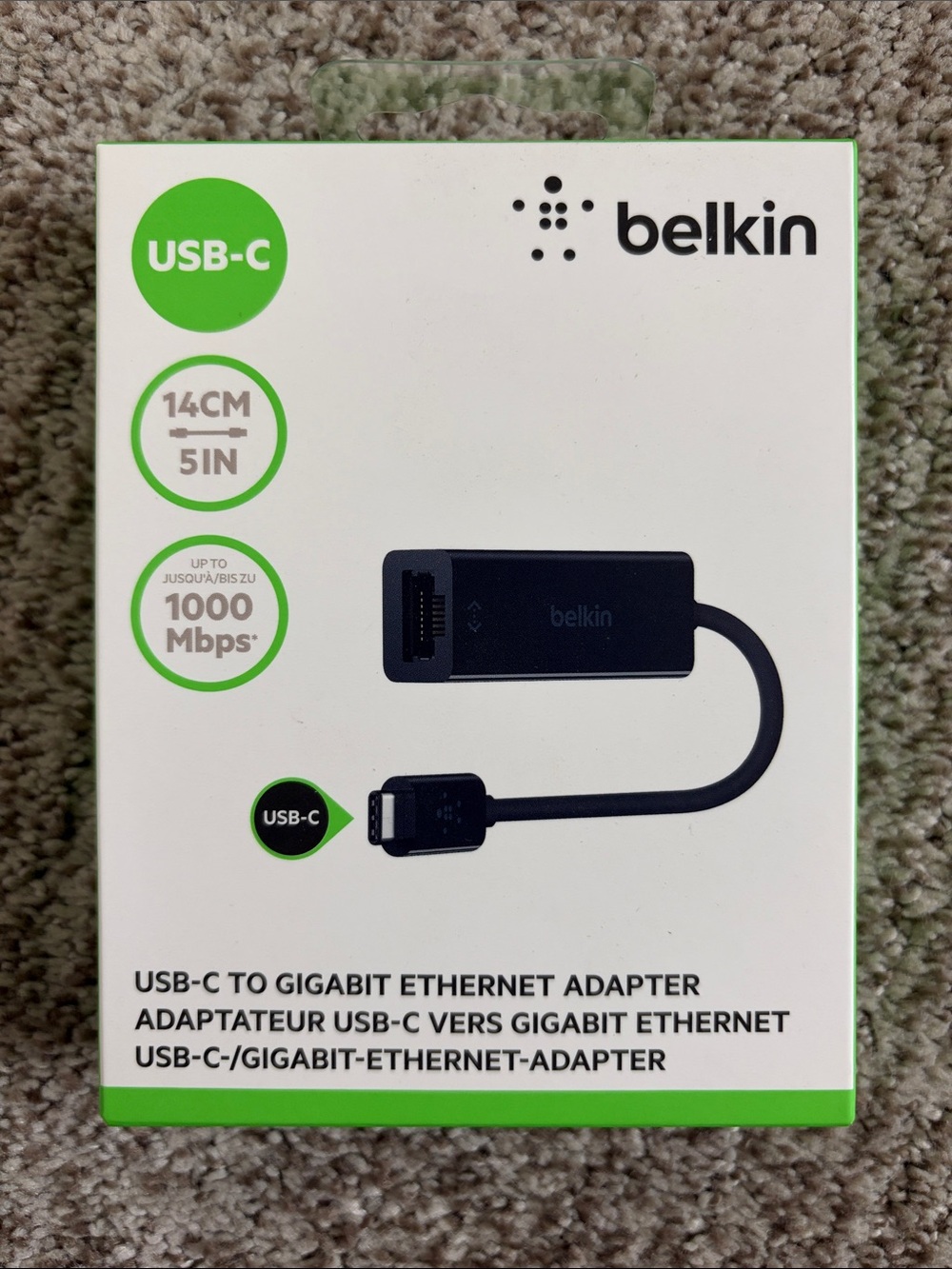 NEW Belkin USB-C to Gigabit Ethernet Adapter - Brand New In Box